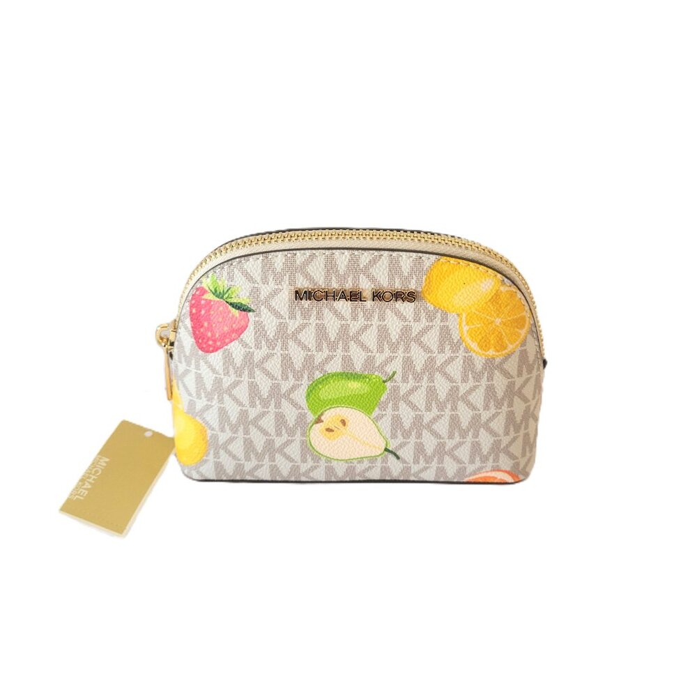 Michael Kors Jet Set Travel Medium Pouch Cosmetic Case Makeup Bag Rad Orange